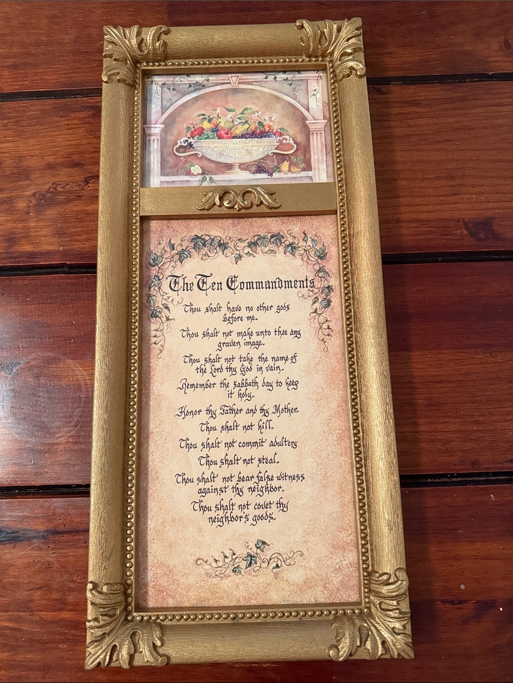 Gold Framed 'The Ten Commandments' religious Wall Art